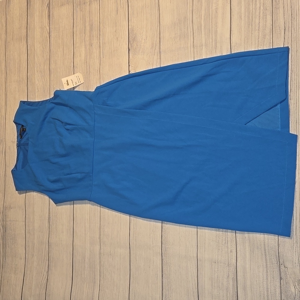 Maggy London Sleeveless Wrap Knee Length Dress Blue Size 8 NWT